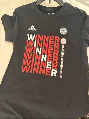 adidas Black Tee with Red & White 'WINNER' Graphic